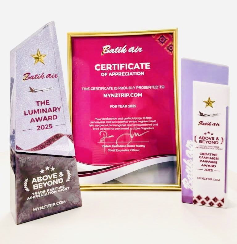 Batik Air Luminary Award 2025, Creative Campaign Partner Award 2025 and certificate of appreciation presented to mynztrip.com